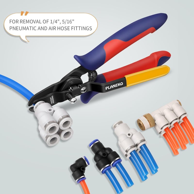 PLANEKO Air Line Pliers Push to Connect Fitting Disconnect Tool for 1/4" 5/16" Pneumatic Hose Quick Connect Fittings Removing Air Line Removal Tool Hose Release Pliers for 6mm 8mm Push Fit Connector - Image 2